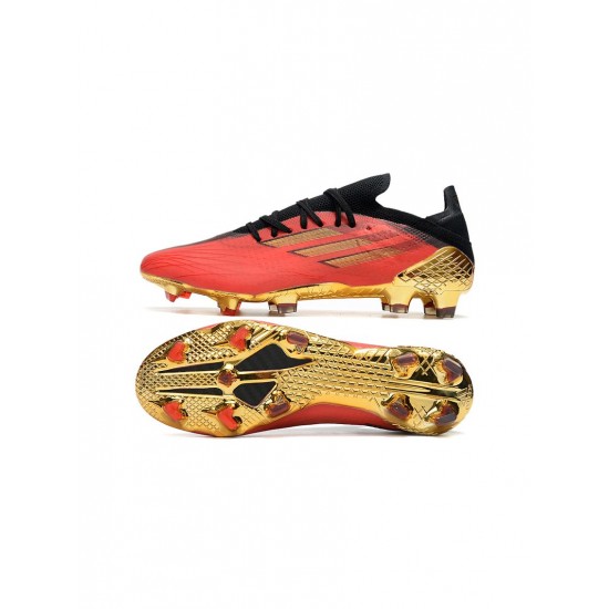 Adidas X Speedflow .1 FG Vivid Red Gold Metallic Core Black Soccer Cleats