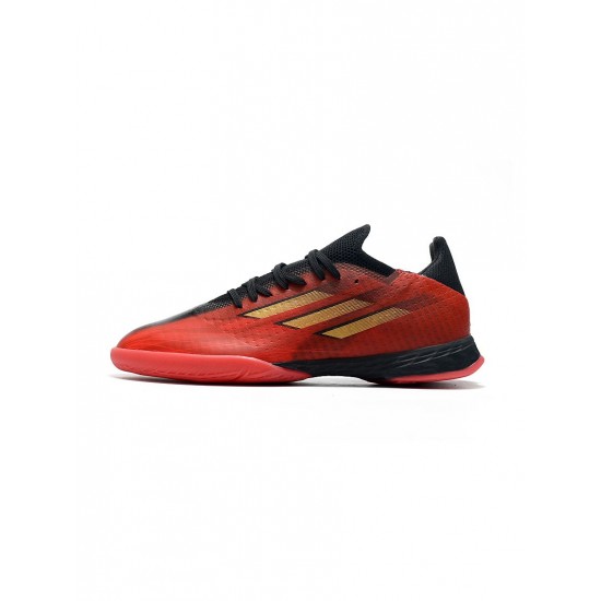 Adidas X Speedflow .1 IN Soccer Shoes Vivid Red Gold Metallic Core Black Soccer Cleats