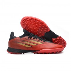 Adidas X Speedflow .1 TF Vivid Red Gold Metallic Core Black Soccer Cleats