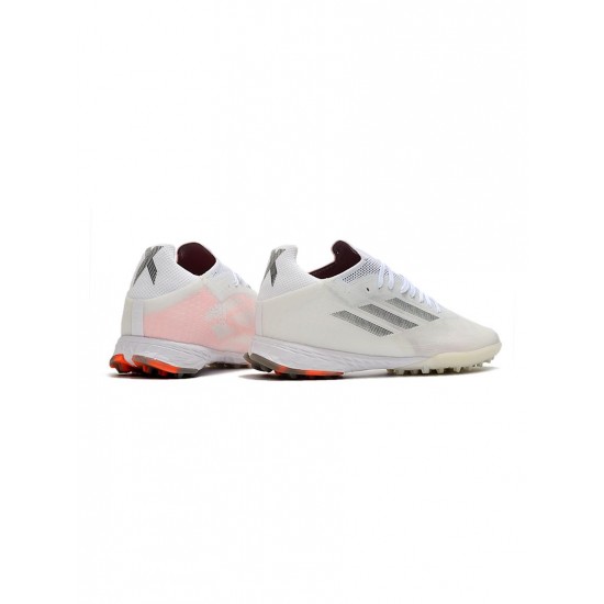 Adidas X Speedflow.1 TF White Iron Metallic Solar Red  Soccer Cleats