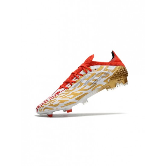 Adidas X Speedflow Ms.1 FG White Gold Metallic Scarlet Soccer Cleats
