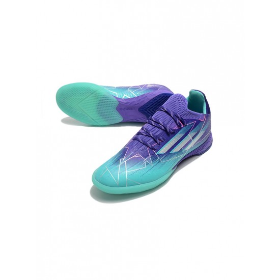 Adidas X Speedflow.1 IN Purple Rush Silver Metallic Mint Rush Soccer Cleats