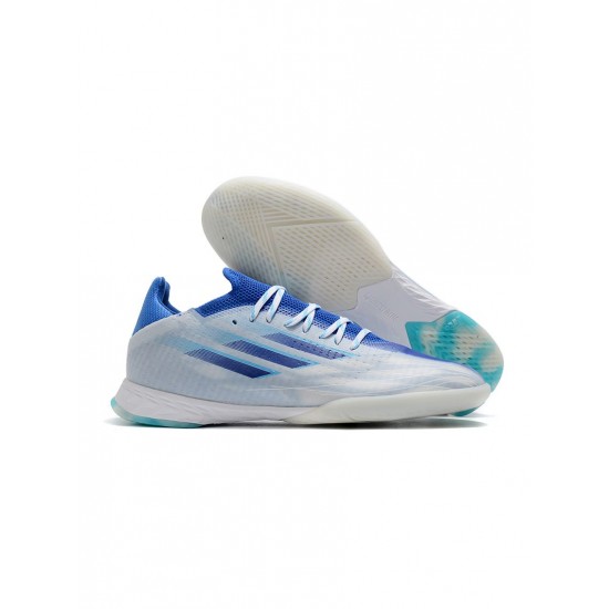 Adidas X Speedflow.1 IN White Legacy Indigo Sky Rush Soccer Cleats