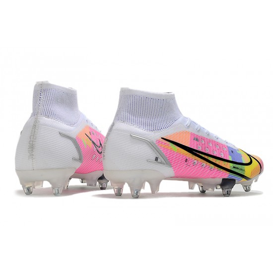 Nike Mercurial Superfly VIII Elite SG PRO Anti Clog Soccer Cleats Pink White