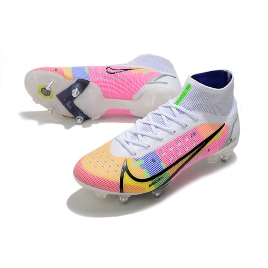 Nike Mercurial Superfly VIII Elite SG PRO Anti Clog Soccer Cleats Pink White