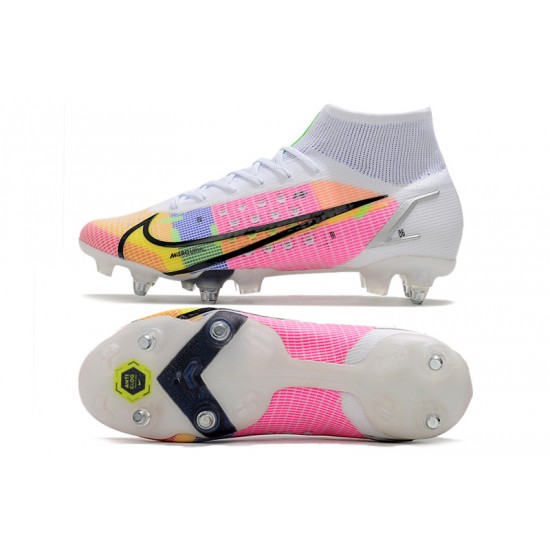 Nike Mercurial Superfly VIII Elite SG PRO Anti Clog Soccer Cleats Pink White