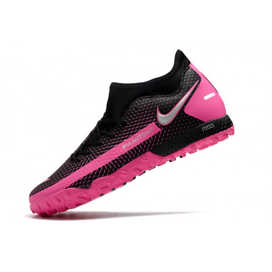 Nike Phantom GT Academy Dynamic Fit TF Soccer Cleats Pink And Black Gray