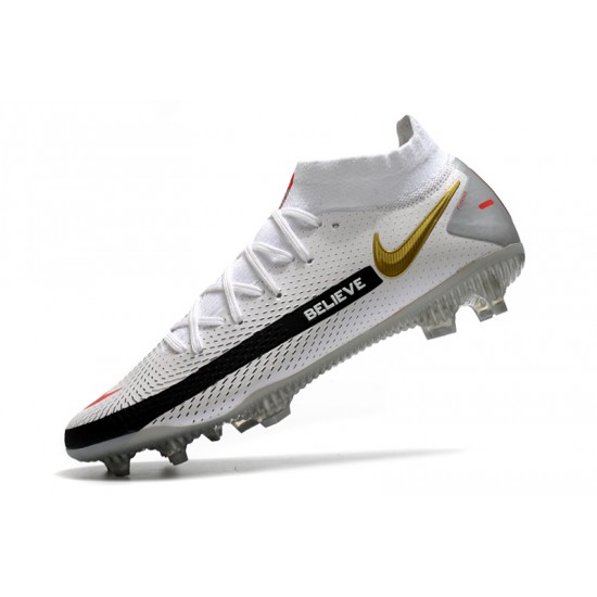 Nike Phantom GT Elite Dynamic Fit FG Soccer Cleats White And Black Gray