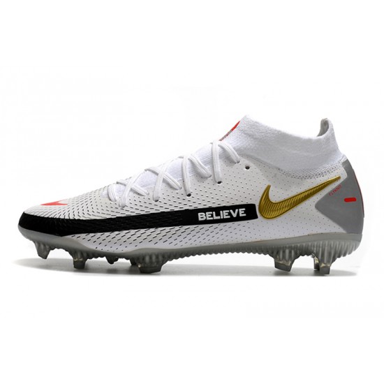 Nike Phantom GT Elite Dynamic Fit FG Soccer Cleats White And Black Gray