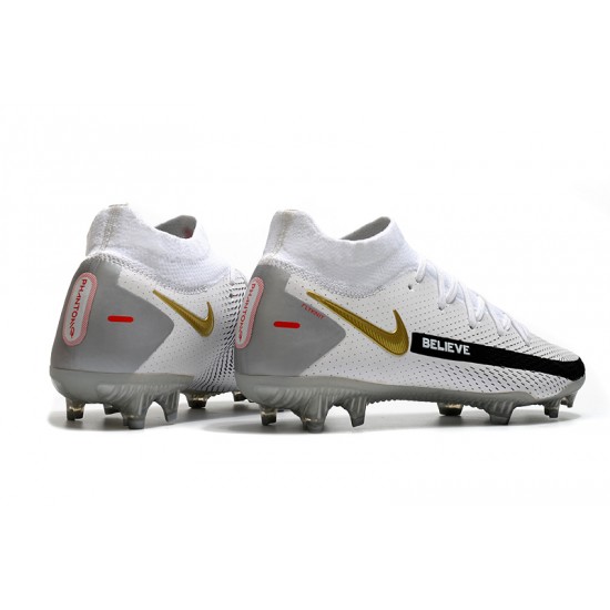 Nike Phantom GT Elite Dynamic Fit FG Soccer Cleats White And Black Gray