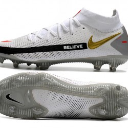 Nike Phantom GT Elite Dynamic Fit FG Soccer Cleats White And Black Gray