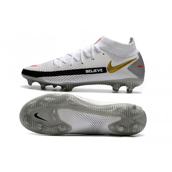 Nike Phantom GT Elite Dynamic Fit FG Soccer Cleats White And Black Gray