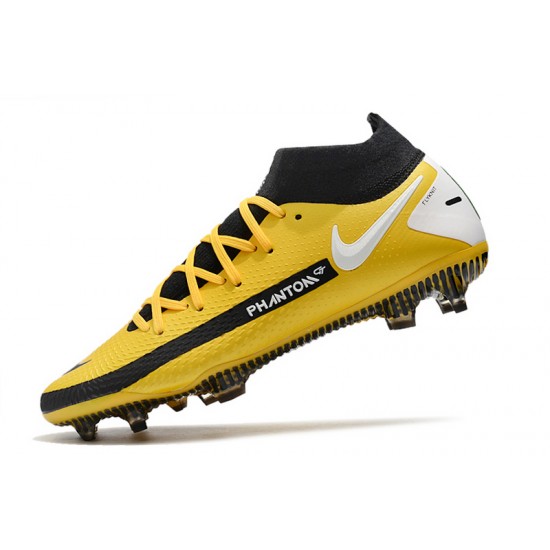 Nike Phantom GT Elite Dynamic Fit FG Soccer Cleats Yellow And Black White