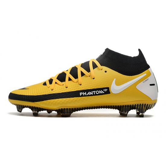 Nike Phantom GT Elite Dynamic Fit FG Soccer Cleats Yellow And Black White