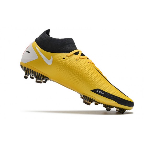 Nike Phantom GT Elite Dynamic Fit FG Soccer Cleats Yellow And Black White