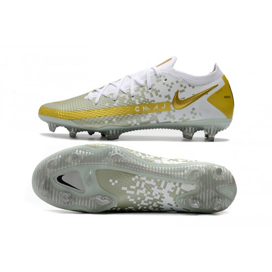 Nike Phantom GT Elite FG Soccer Cleats Gold And White