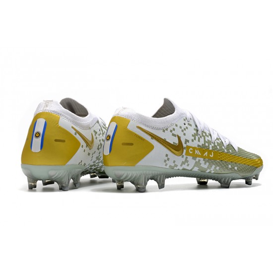 Nike Phantom GT Elite FG Soccer Cleats Gold And White