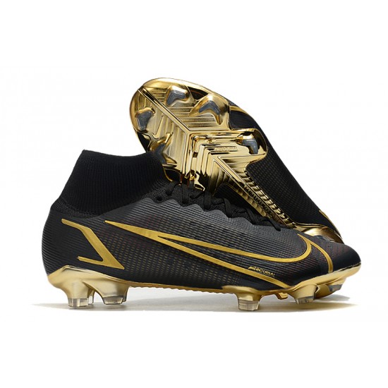 Nike Superfly 8 Elite FG Soccer Cleats Black Gold