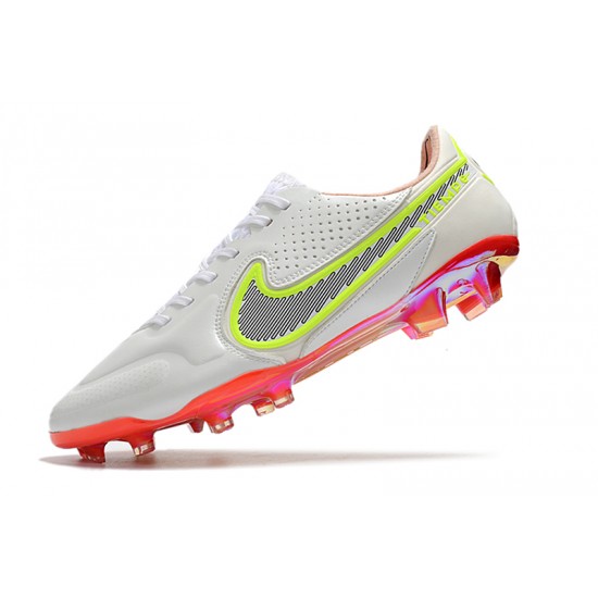 Nike Tiempo Legend 9 Elite FG Soccer Cleats White Gray Nike Tiempo Legend 9 Elite FG Soccer Cleats White Gray