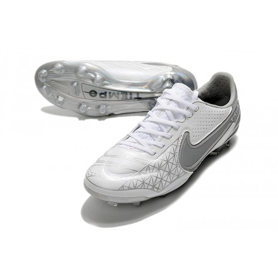 Nike Tiempo Legend 9 Elite FG Soccer Cleats White Gray Nike Tiempo Legend 9 Elite FG Soccer Cleats White Gray