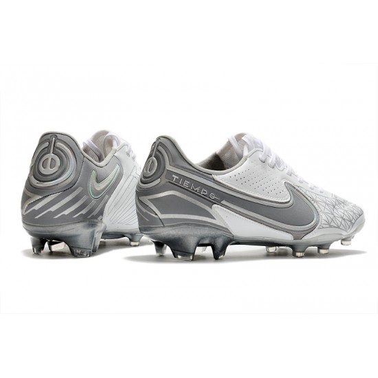 Nike Tiempo Legend 9 Elite FG Soccer Cleats White Gray Nike Tiempo Legend 9 Elite FG Soccer Cleats White Gray
