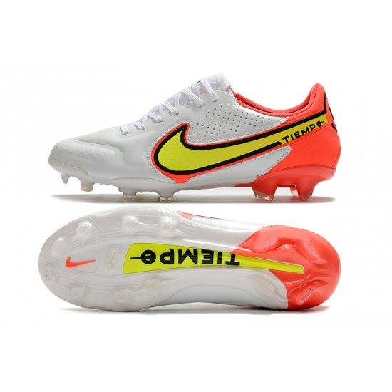 Nike Tiempo Legend 9 Elite FG Soccer Cleats White Orange Nike Tiempo Legend 9 Elite FG Soccer Cleats White Orange