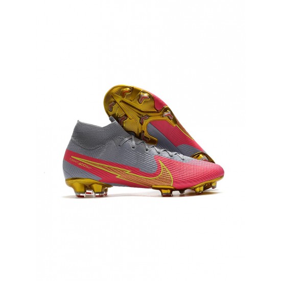 Nike Mercurial Superfly 7 Elite FG Gray Pink Gold Soccer Cleats