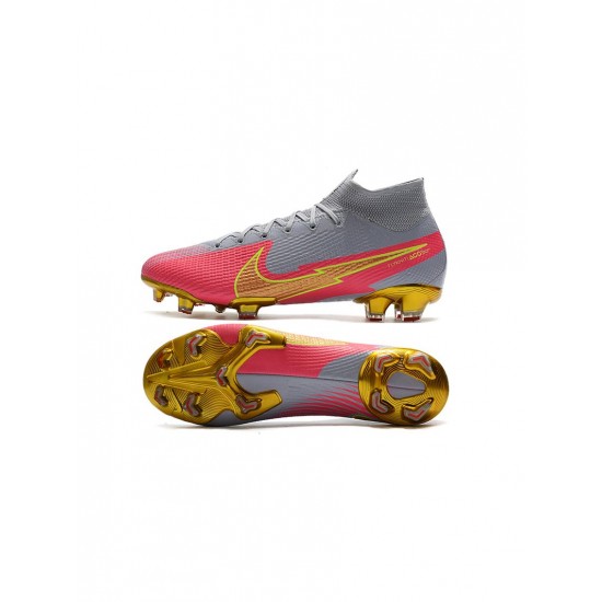 Nike Mercurial Superfly 7 Elite FG Gray Pink Gold Soccer Cleats