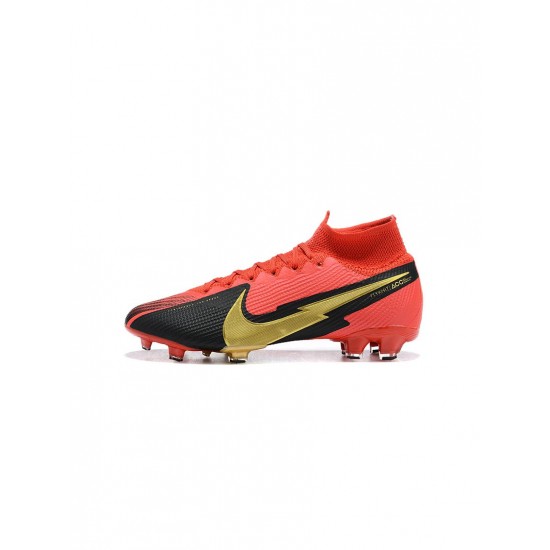 Nike Mercurial Superfly 7 Elite FG Red Black Gold Soccer Cleats