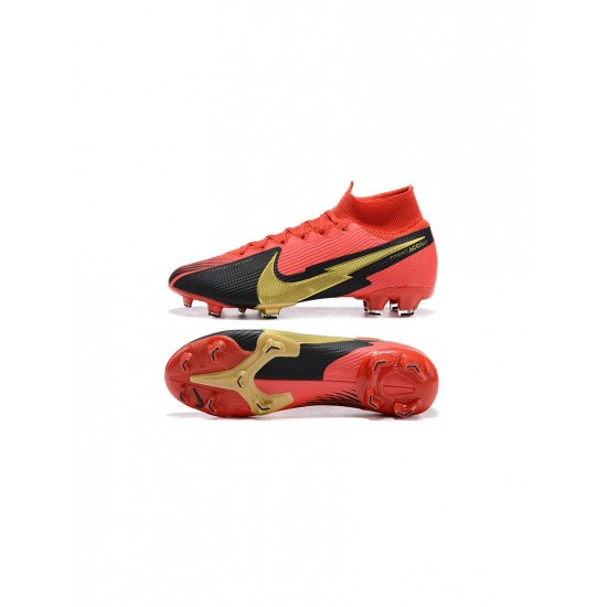 Nike Mercurial Superfly 7 Elite FG Red Black Gold Soccer Cleats