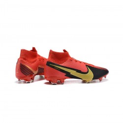 Nike Mercurial Superfly 7 Elite FG Red Black Gold Soccer Cleats