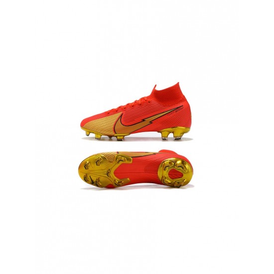Nike Mercurial Superfly 7 Elite FG Red Gold Black Soccer Cleats