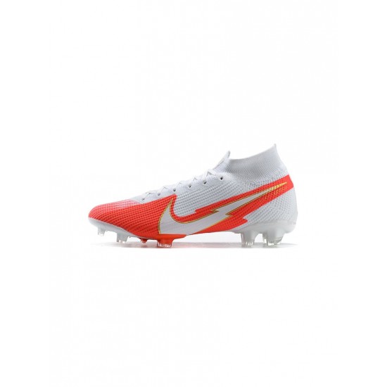 Nike Mercurial Superfly 7 Elite FG White Red Soccer Cleats