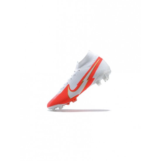 Nike Mercurial Superfly 7 Elite FG White Red Soccer Cleats