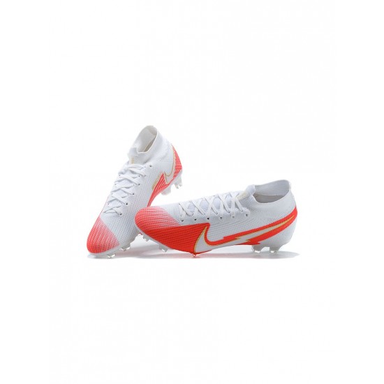 Nike Mercurial Superfly 7 Elite FG White Red Soccer Cleats