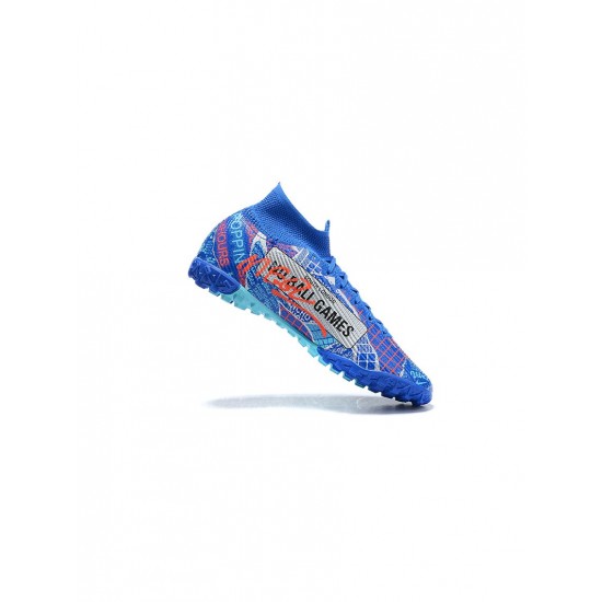 Nike Mercurial Superfly 7 Elite Sancho TF Racer Blue White Aurora Green Black Soccer Cleats