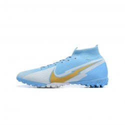 Nike Mercurial Superfly 7 Elite TF Blue White Gold Soccer Cleats