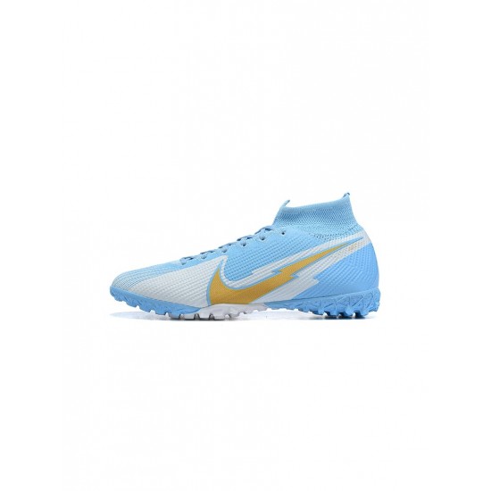 Nike Mercurial Superfly 7 Elite TF Blue White Gold Soccer Cleats