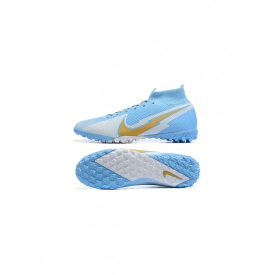 Nike Mercurial Superfly 7 Elite TF Blue White Gold Soccer Cleats