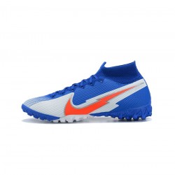 Nike Mercurial Superfly 7 Elite TF Blue White Orange Soccer Cleats