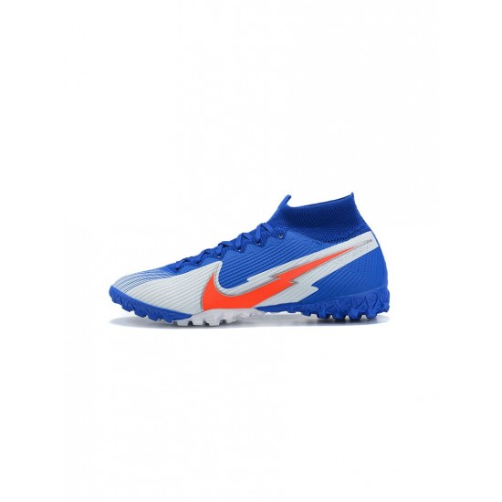 Nike Mercurial Superfly 7 Elite TF Blue White Orange Soccer Cleats