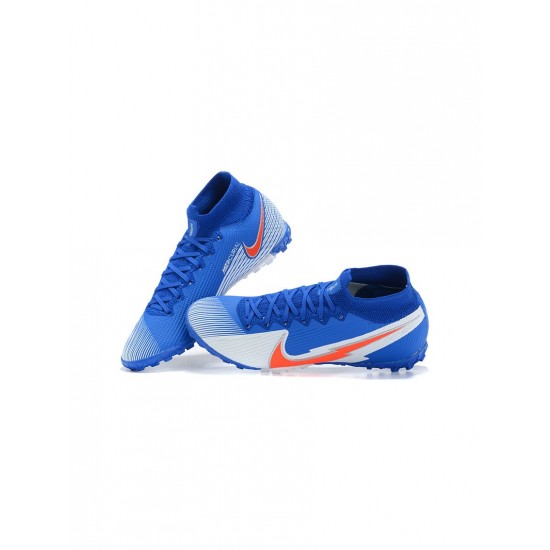 Nike Mercurial Superfly 7 Elite TF Blue White Orange Soccer Cleats