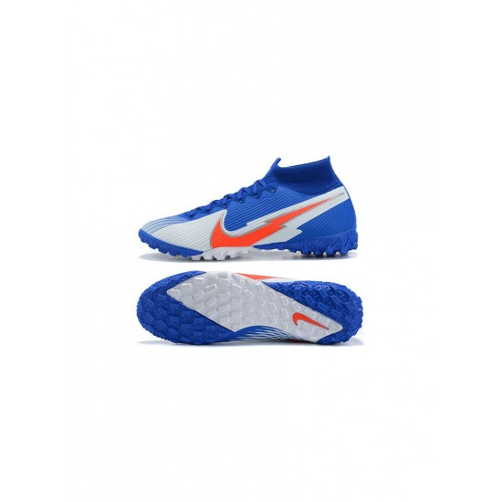 Nike Mercurial Superfly 7 Elite TF Blue White Orange Soccer Cleats