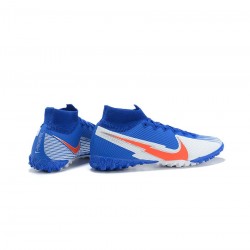 Nike Mercurial Superfly 7 Elite TF Blue White Orange Soccer Cleats