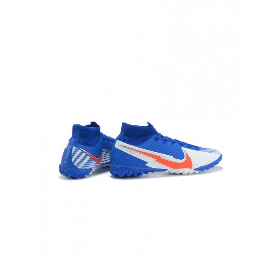 Nike Mercurial Superfly 7 Elite TF Blue White Orange Soccer Cleats