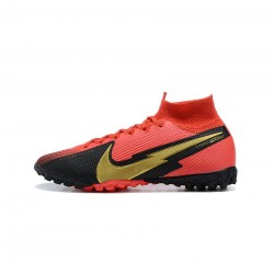 Nike Mercurial Superfly 7 Elite TF Red Black Gold Soccer Cleats