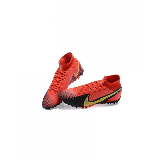 Nike Mercurial Superfly 7 Elite TF Red Black Gold Soccer Cleats