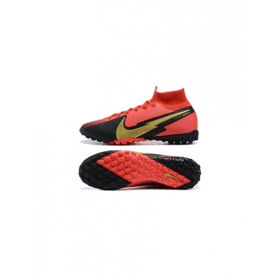 Nike Mercurial Superfly 7 Elite TF Red Black Gold Soccer Cleats