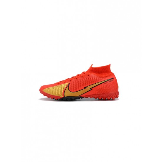 Nike Mercurial Superfly 7 Elite TF Red Gold Black Soccer Cleats