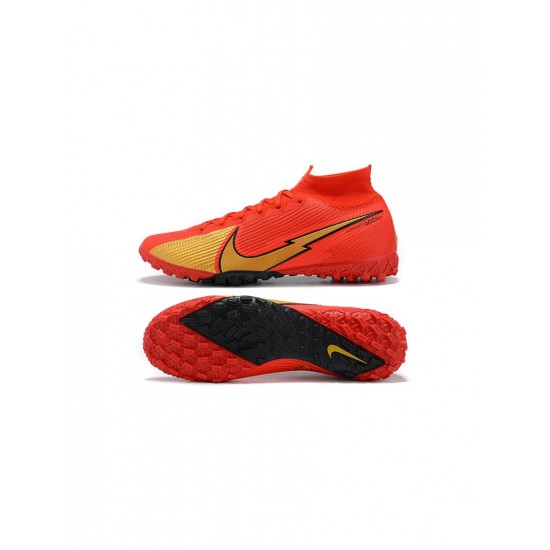 Nike Mercurial Superfly 7 Elite TF Red Gold Black Soccer Cleats